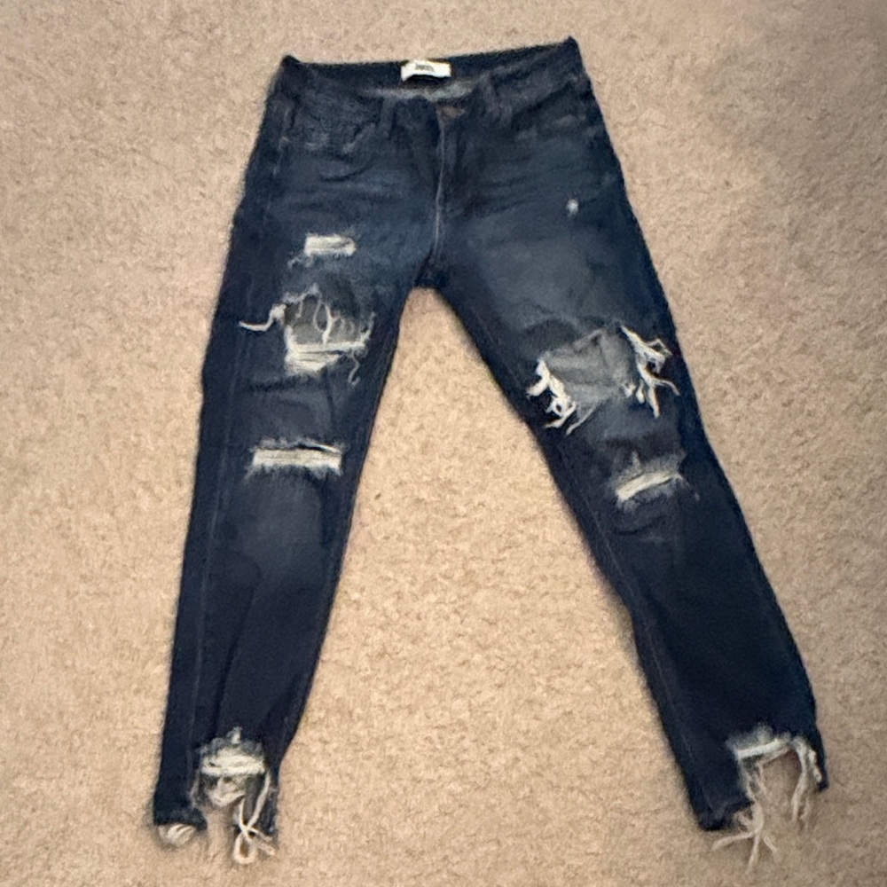 Just Black Dark Blue Distressed Skinny Jeans